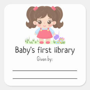 Sticker Carré Petite petite fille - Première bibliothèque de béb