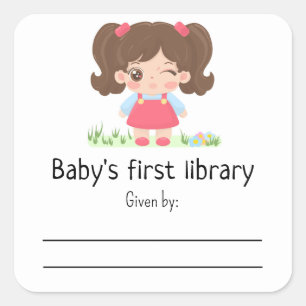 Sticker Carré Petite petite fille - Première bibliothèque de béb