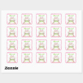 Sticker Carré Petite plaque de Bunny rose (Feuille)
