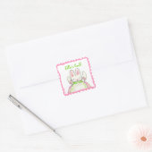 Sticker Carré Petite plaque de Bunny rose (Enveloppe)