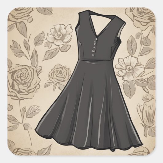 Sticker Carré Petite robe noire classique (LBD) (Devant)