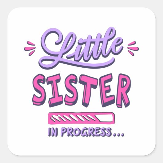 Sticker Carré Petite soeur en cours (Devant)