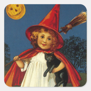 Sticker Carré Petite sorcière