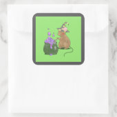 Sticker Carré Petite souris éffrayante (Sac)