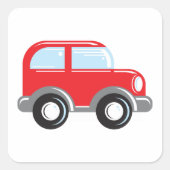 Sticker Carré Petite voiture rouge (Devant)