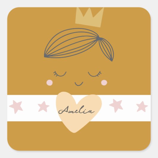 Sticker Carré Petites filles Boho Princesse (Devant)