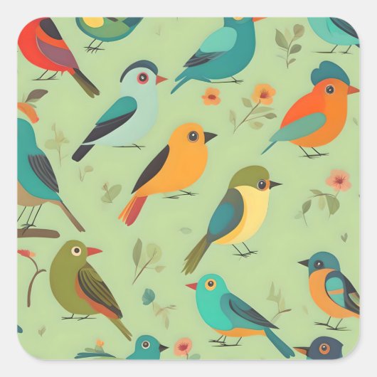 Sticker Carré Petits oiseaux (Devant)