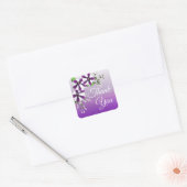 Sticker Carré Pétunia florale violet Merci (Enveloppe)