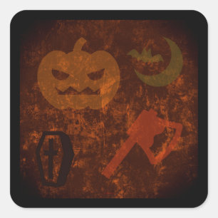 Sticker Carré Peurs d'Halloween sur Eerie Arrière - plan
