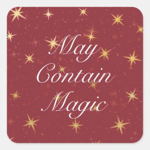 Sticker Carré Peut Contenir Magic Red & Faux Gold Foil Stars