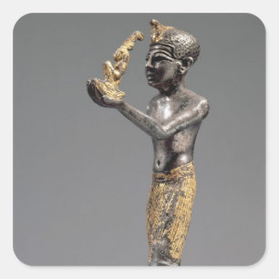 Sticker Carré Pharaon en offrande devant la déesse Maat