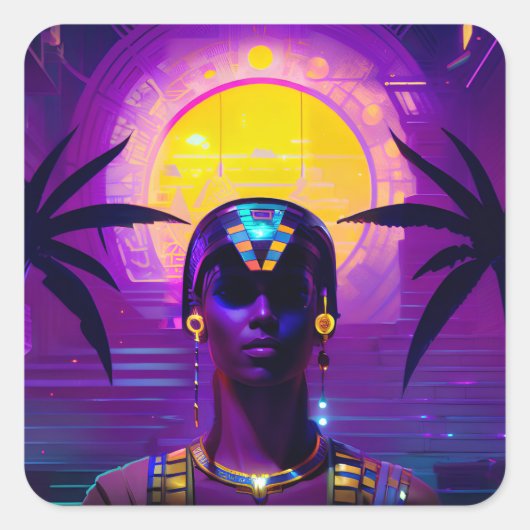 Sticker Carré Pharaon Synthwave (Devant)