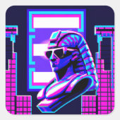 Sticker Carré Pharaon Synthwave (Devant)