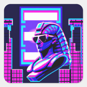 Sticker Carré Pharaon Synthwave