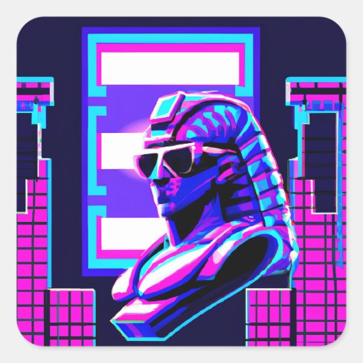 Sticker Carré Pharaon Synthwave (Devant)
