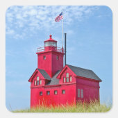 Sticker Carré Phare de Big Red Michigan (Devant)