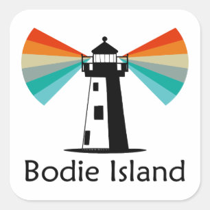 Sticker Carré Phare de Bodie Island Caroline du Nord Arc-en-ciel