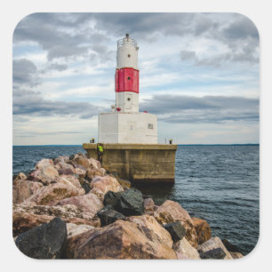 Sticker Carré Phare de brise-lames de port d'île de Presque