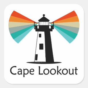Sticker Carré Phare de Cape Lookout Caroline du Nord Arc-en-ciel