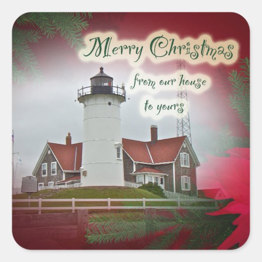 Sticker Carré Phare de Christmas Nobska Point (Devant)