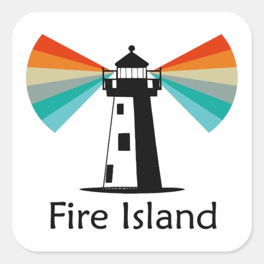 Sticker Carré Phare de Fire Island Arc-en-ciel (Devant)