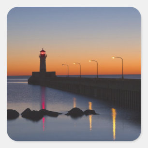 Sticker Carré Phare de la jetée nord à Duluth, Minnesota,