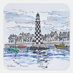 Sticker Carré Phare de la Perdrix, Loctudy   Bretagne, France