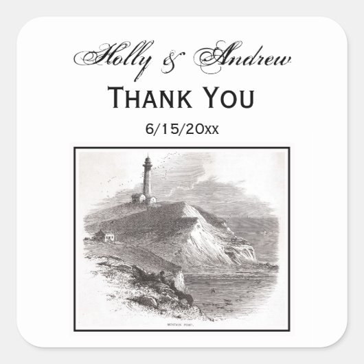 Sticker Carré Phare de Montauk Point Hamptons Long Island NY (Devant)