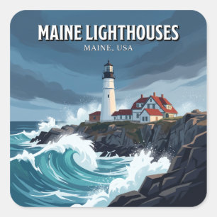 Sticker Carré Phare de Portland Head Cape Elizabeth Maine