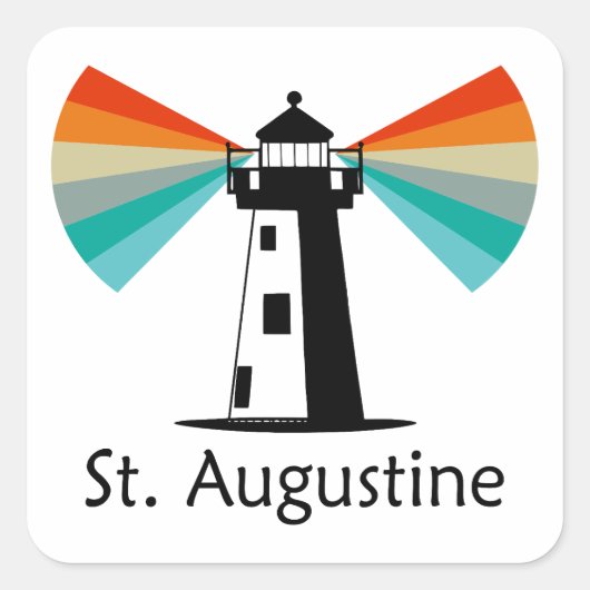 Sticker Carré Phare de St. Augustine Floride Arc-en-ciel (Devant)