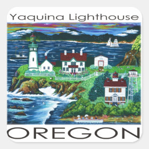 Sticker Carré Phare de Yaquina ~ Oregon