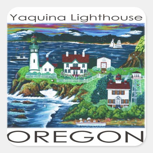 Sticker Carré Phare de Yaquina ~ Oregon (Devant)
