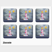 Sticker Carré Phare rouge avec un Arrière - plan Stormy (Feuille)