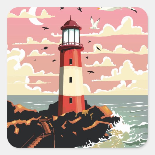Sticker Carré Phare Vintage (Devant)