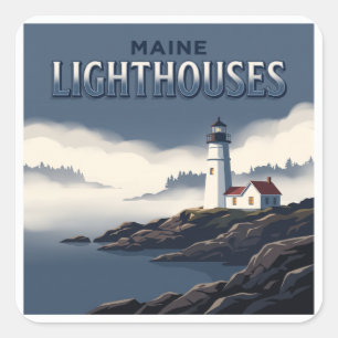 Sticker Carré Phares du Maine Bar Harbor
