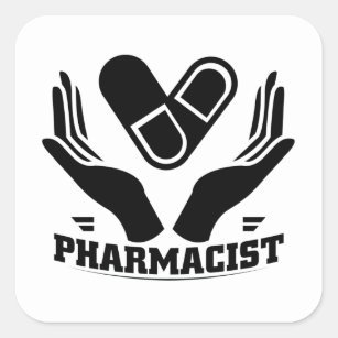 Sticker Carré Pharmacien  Médicaments pharmaceutiques Cadeaux de