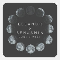 Phases de lune d'aquarelle noire moderne Mariage p