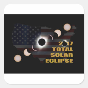 Sticker Carré Phases d'Éclipse Solaire Total 2017