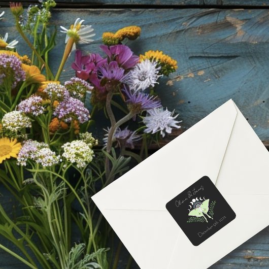 Sticker Carré Phases Luna Moth Moon