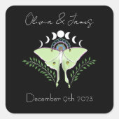 Sticker Carré Phases Luna Moth Moon (Devant)