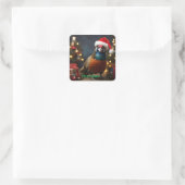 Sticker Carré Pheasant portant chapeau santa (Sac)