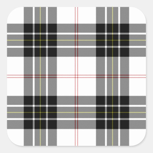 Sticker Carré Pherson tartan noir blanc plaid (Devant)