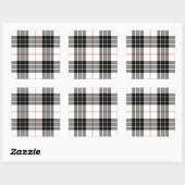 Sticker Carré Pherson tartan noir blanc plaid (Feuille)