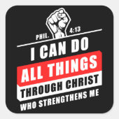 Sticker Carré Phil 4:13 Je Peux Faire Toutes Les Choses Par Chri (Devant)