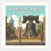 Sticker Carré Philadelphie vintage Pennsylvanie (Devant)