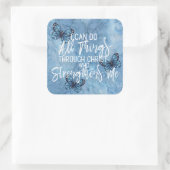 Sticker Carré Philippiens 4:13 Joli Papillon Bleu Design (Sac)