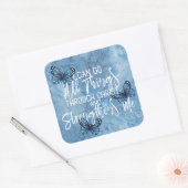 Sticker Carré Philippiens 4:13 Joli Papillon Bleu Design (Enveloppe)