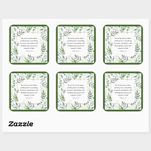 Sticker Carré Philippiens 4:6, Verse biblique, (Feuille)