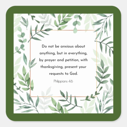 Sticker Carré Philippiens 4:6, Verse biblique, (Devant)