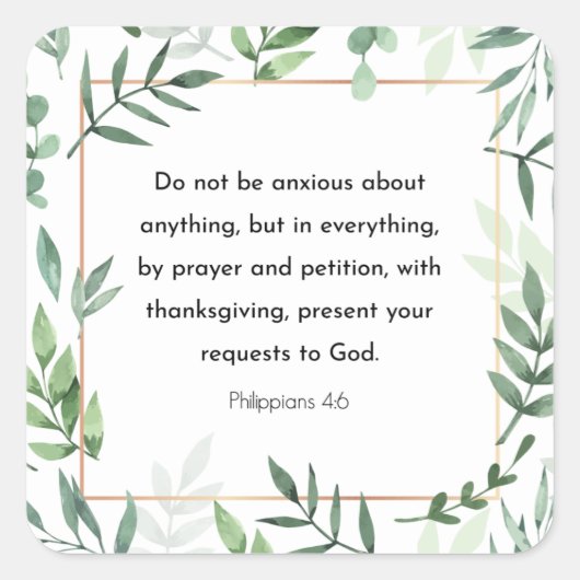 Sticker Carré Philippiens 4:6, Verse de la Bible (Devant)